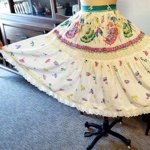 1940's Square Dancers Novelty Skirt. Rare " V-For-Victory" Zipper. rare.